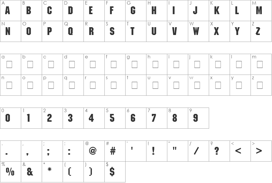 Automaton Caps SSi font character map preview