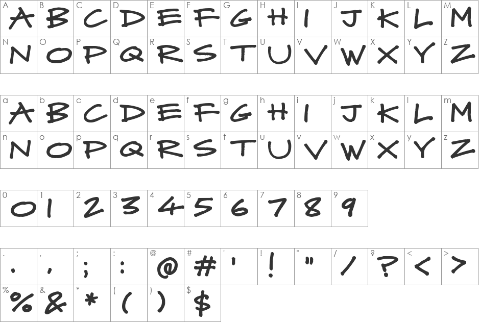 Mad Midnight Marker font character map preview