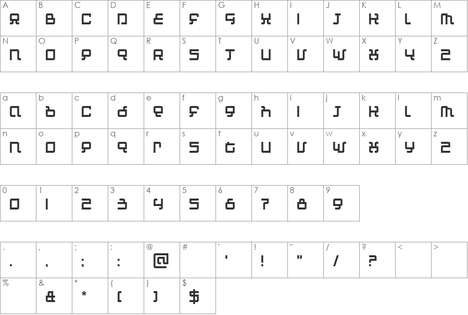 Automind font character map preview