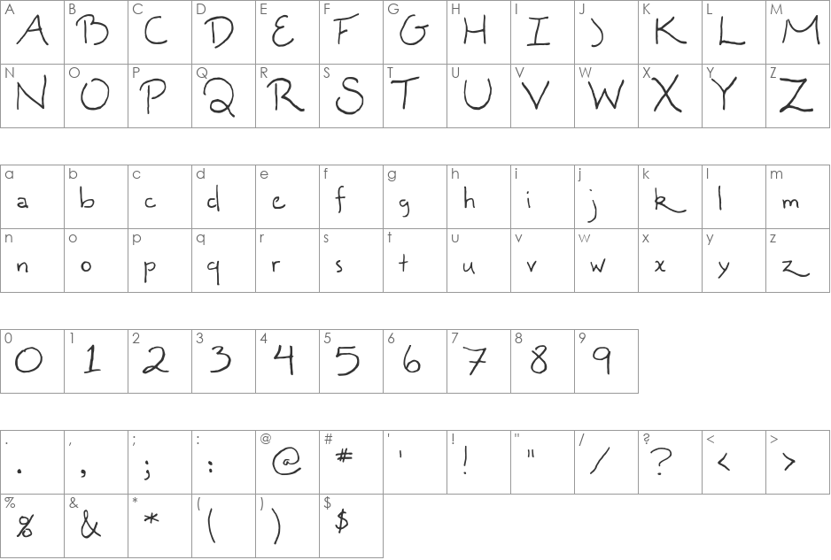 Madgecrack font character map preview