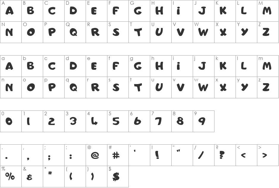 AutoToy font character map preview