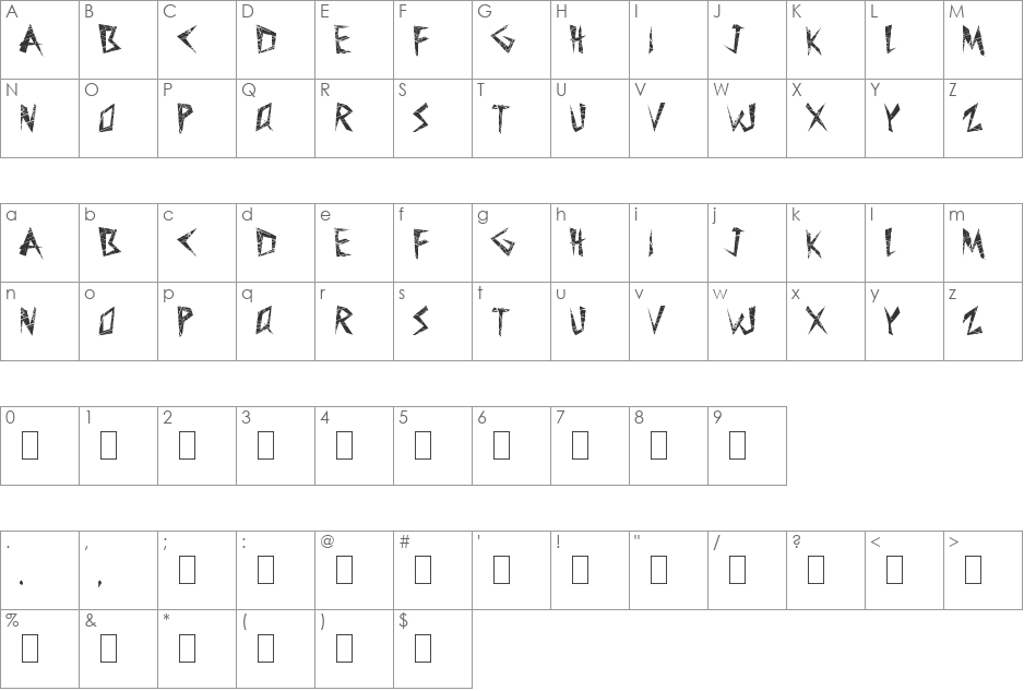 MadLines font character map preview