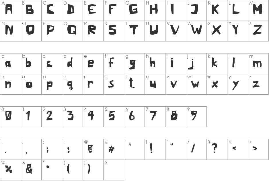 Mafla font character map preview