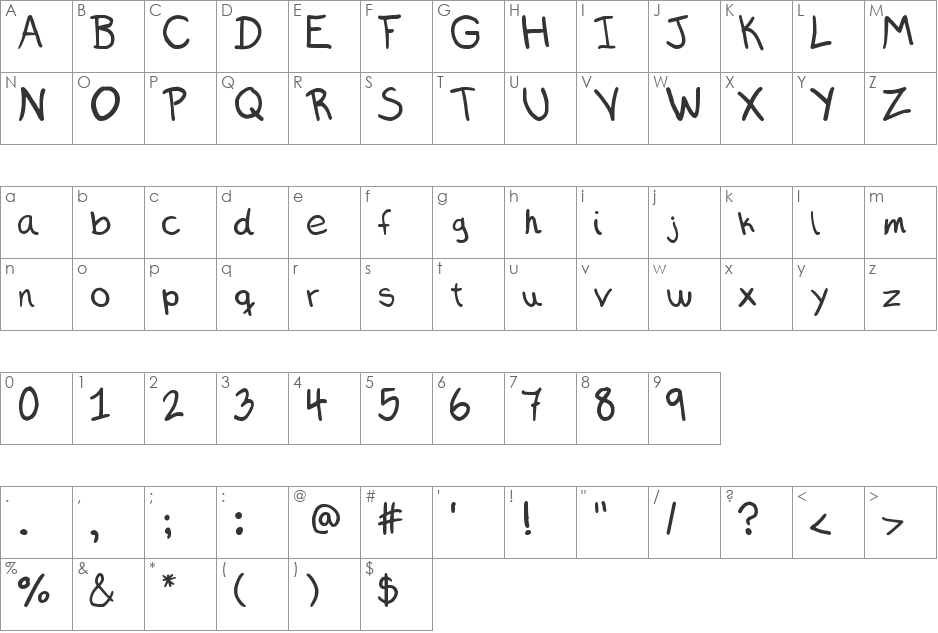 Magdalena_Handwritting font character map preview