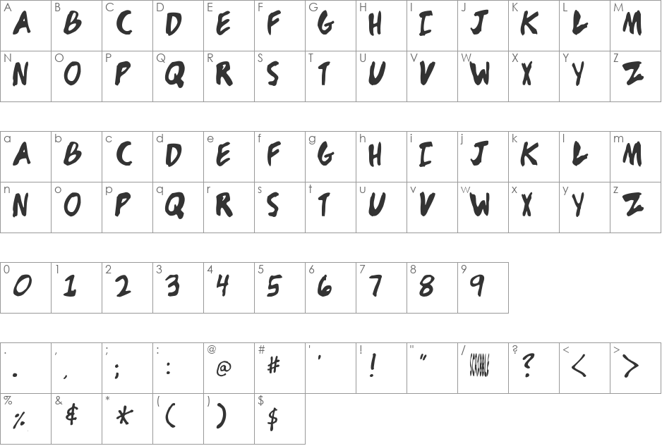 Mage Scribble font character map preview