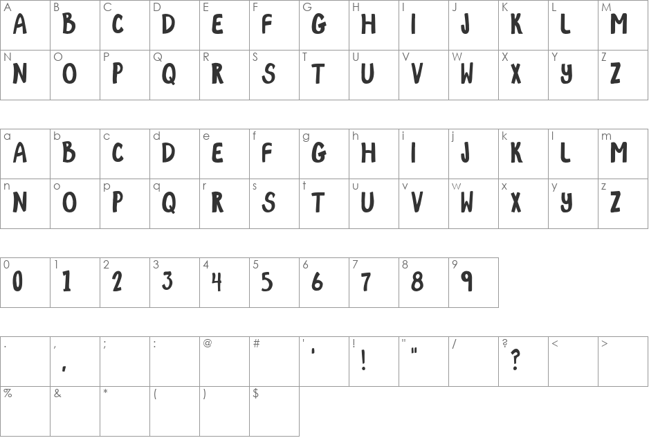 Maggie Moo font character map preview