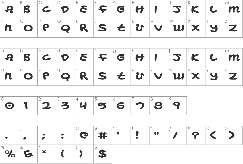 Magic Beans Expanded font character map preview