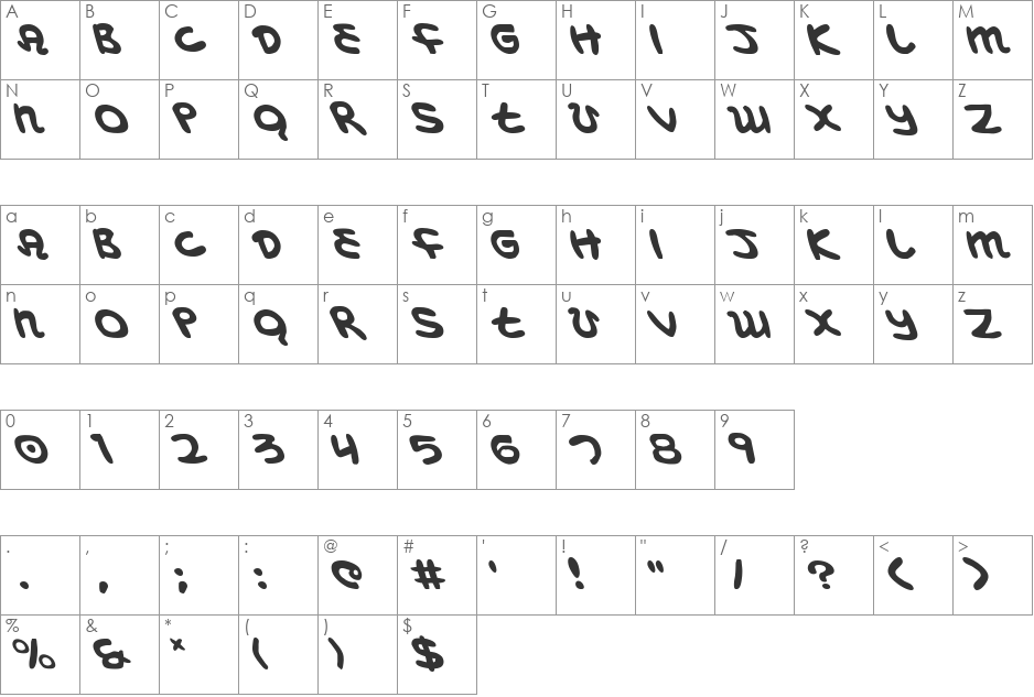 Magic Beans Leftalic font character map preview