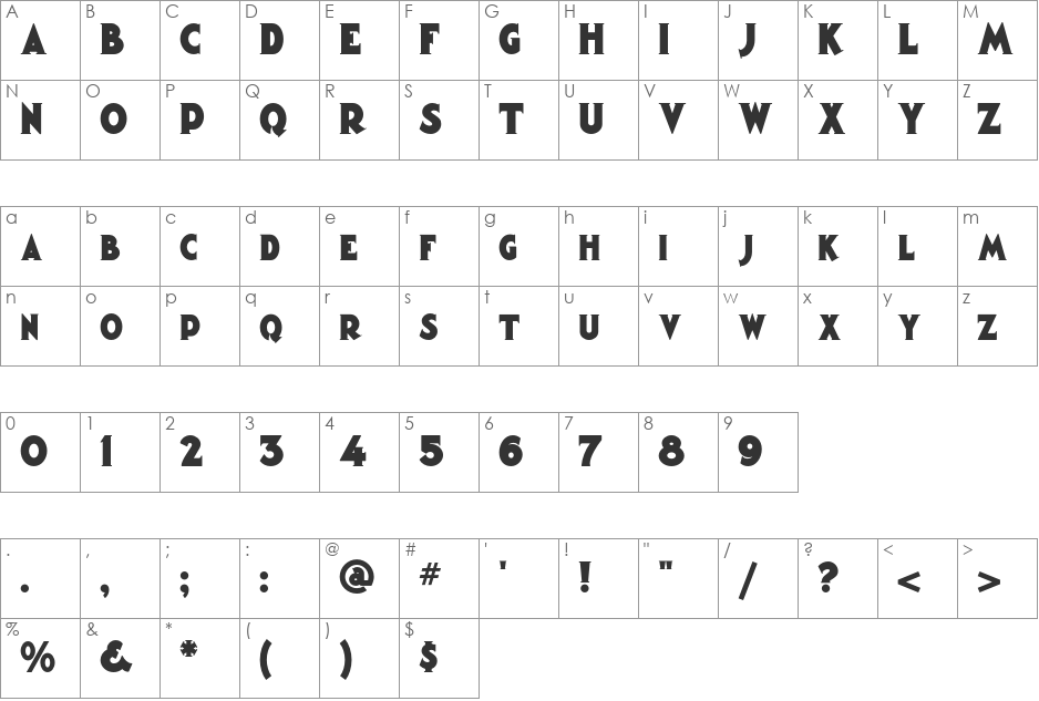 Magic Lantern NF font character map preview