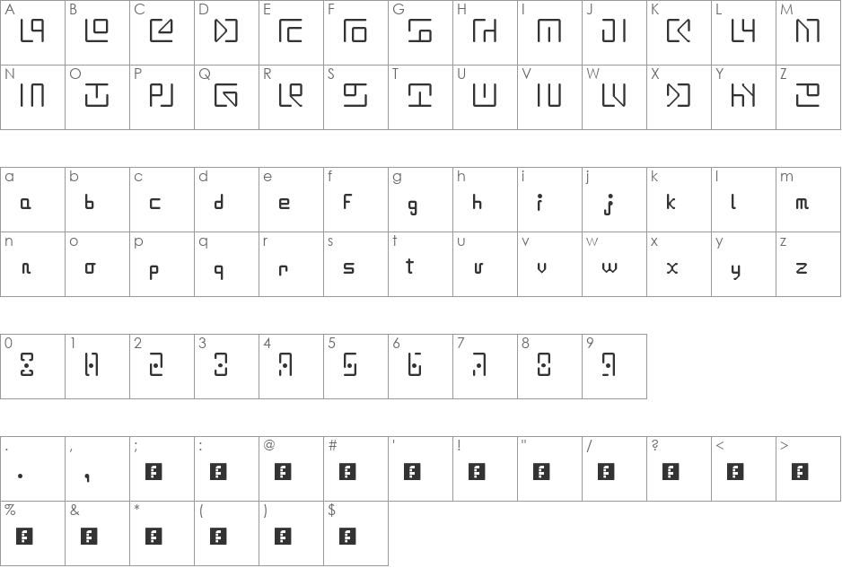 Magical Creo font character map preview