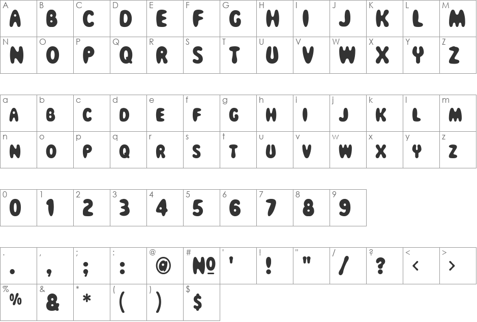 Magical Mystery Tour font character map preview