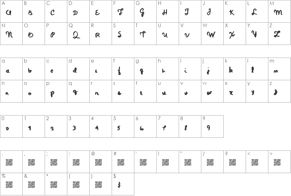 MagicPens font character map preview
