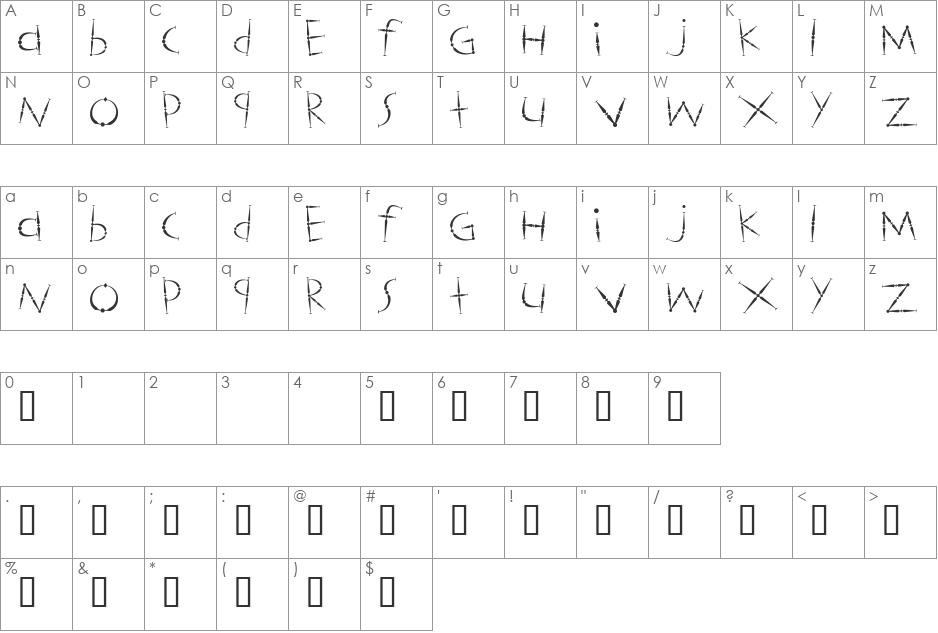 Magicsticks font character map preview