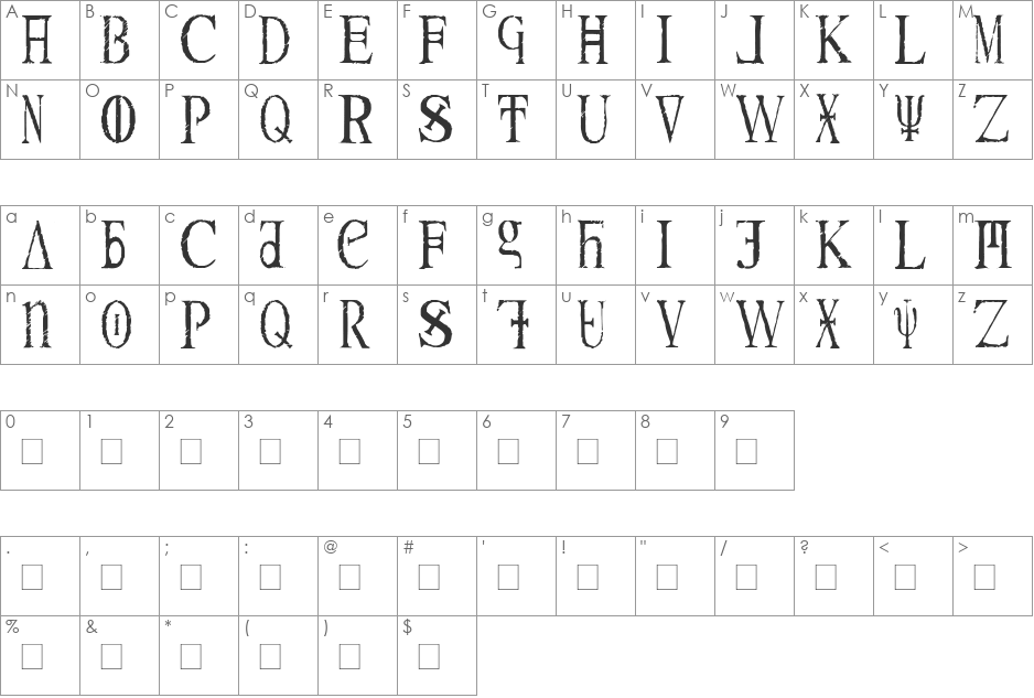 Magna Verita font character map preview