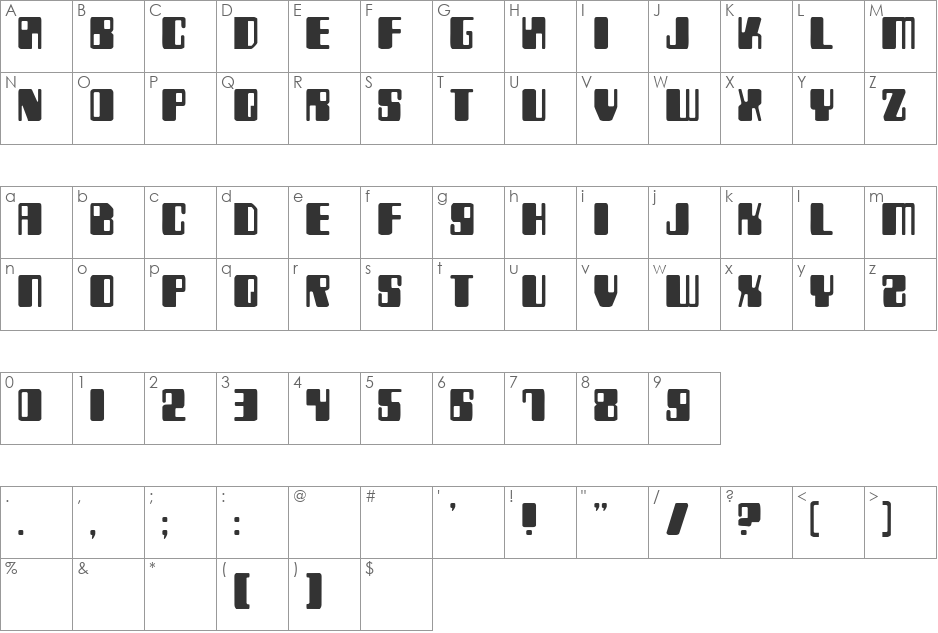 Magnet font character map preview
