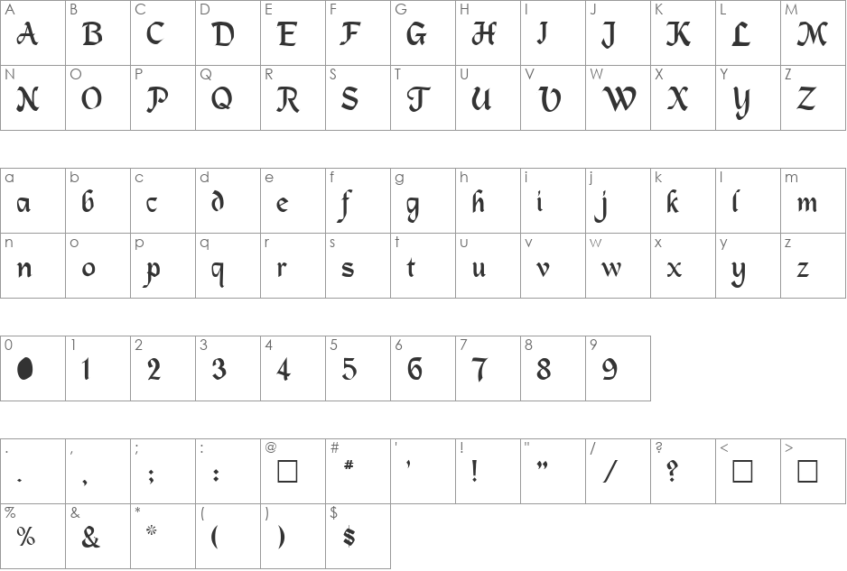 MAGNETB font character map preview
