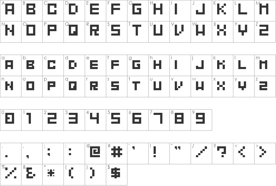 Mahawa font character map preview