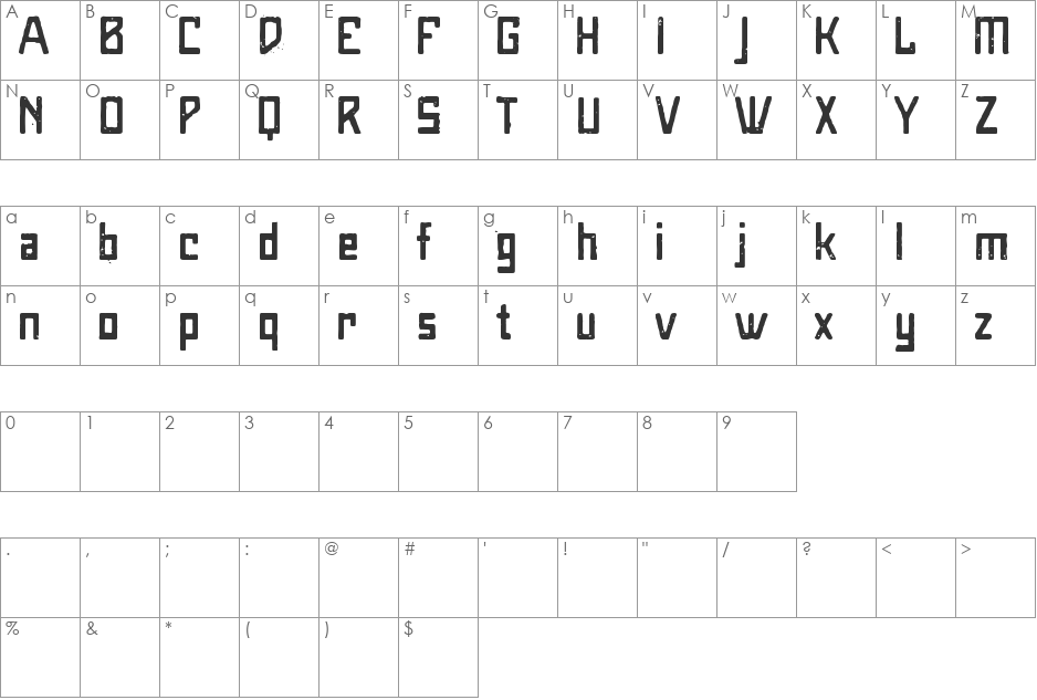 MaiersNr8 font character map preview