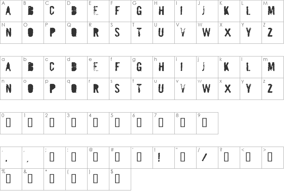 MailBomb font character map preview