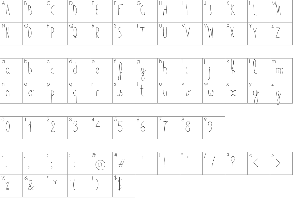 MaiLinh font character map preview