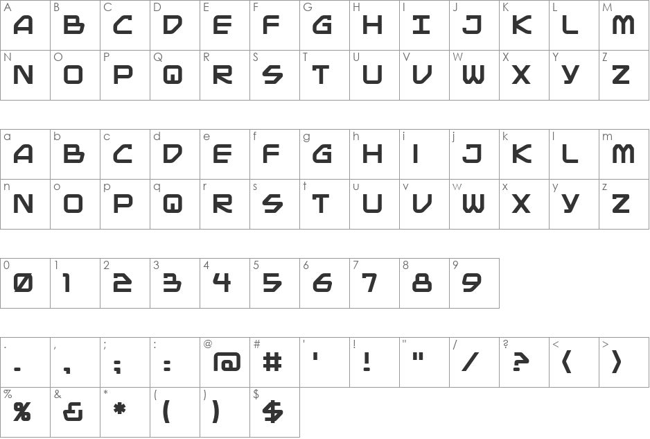 Mainframe BB font character map preview
