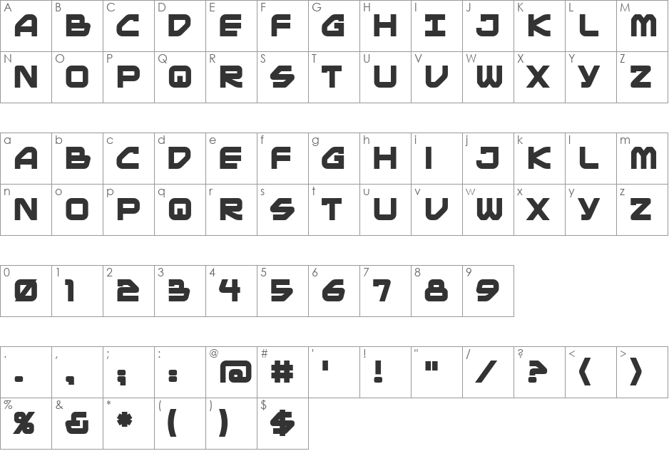 Mainframe BB font character map preview