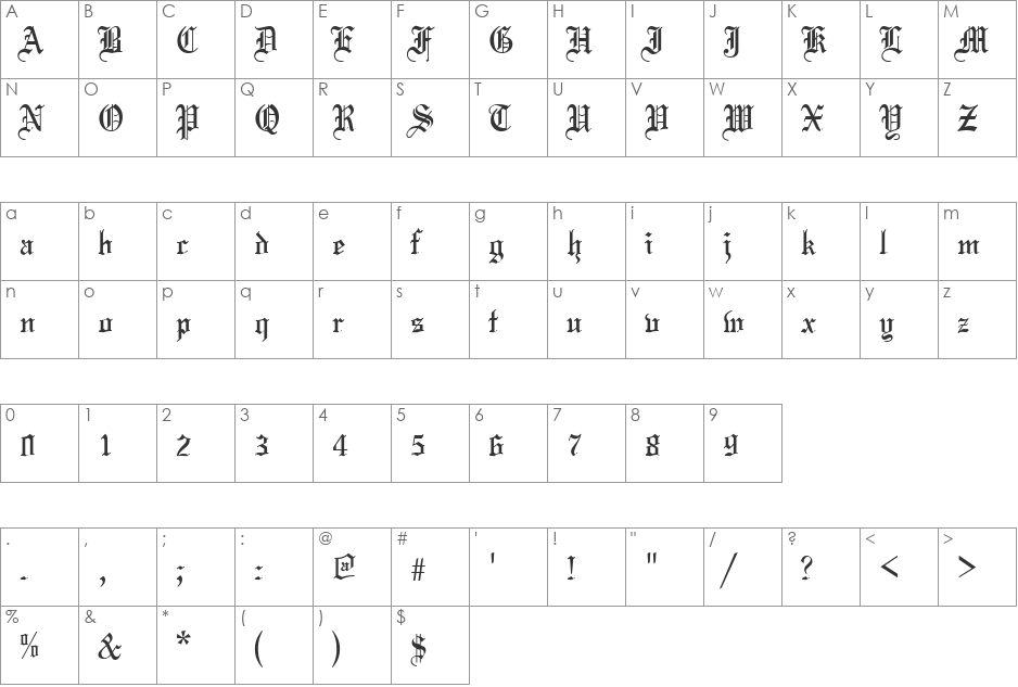 MAJBOQ font character map preview