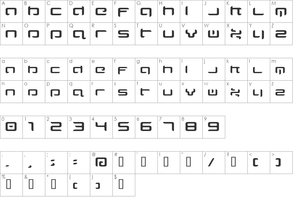 Majispirit font character map preview