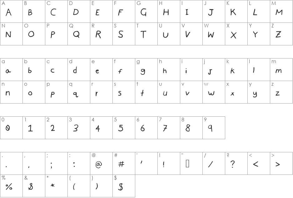 MajorL font character map preview