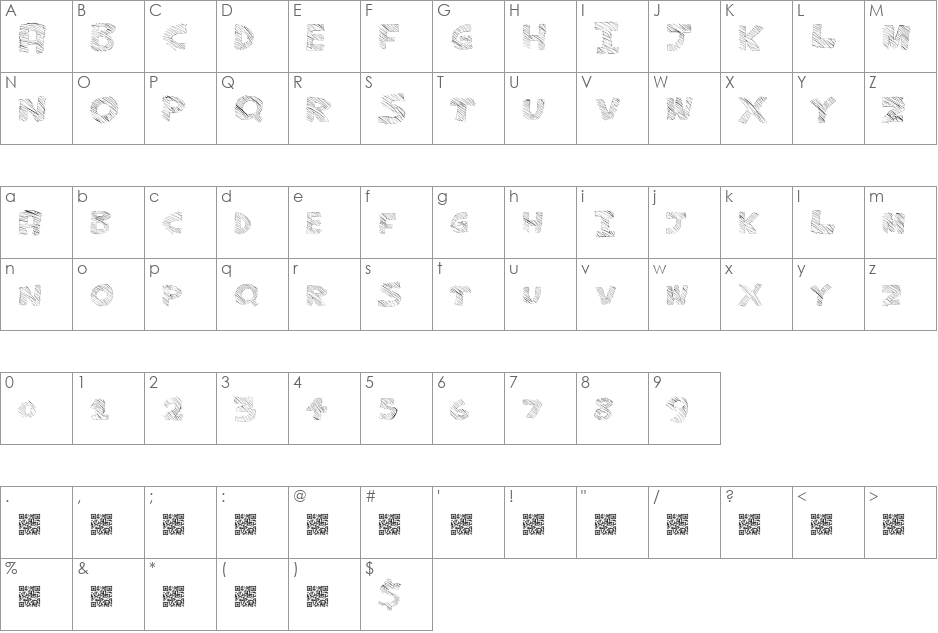 MajorSketchy font character map preview