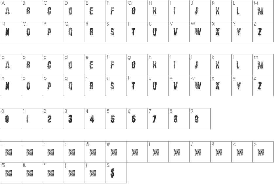 MajorStripe font character map preview