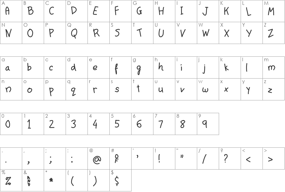 Make My Day font character map preview