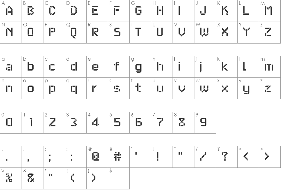 MakestencilAlp font character map preview