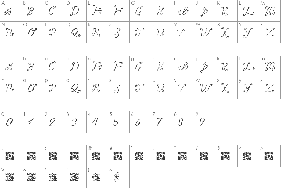 Making a List Checking it Twice font character map preview