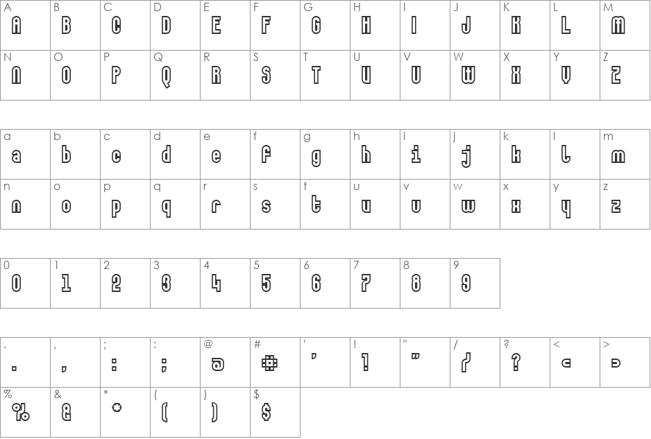 MakushkaKontura font character map preview
