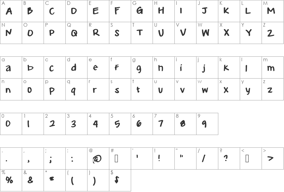 Makynna font character map preview