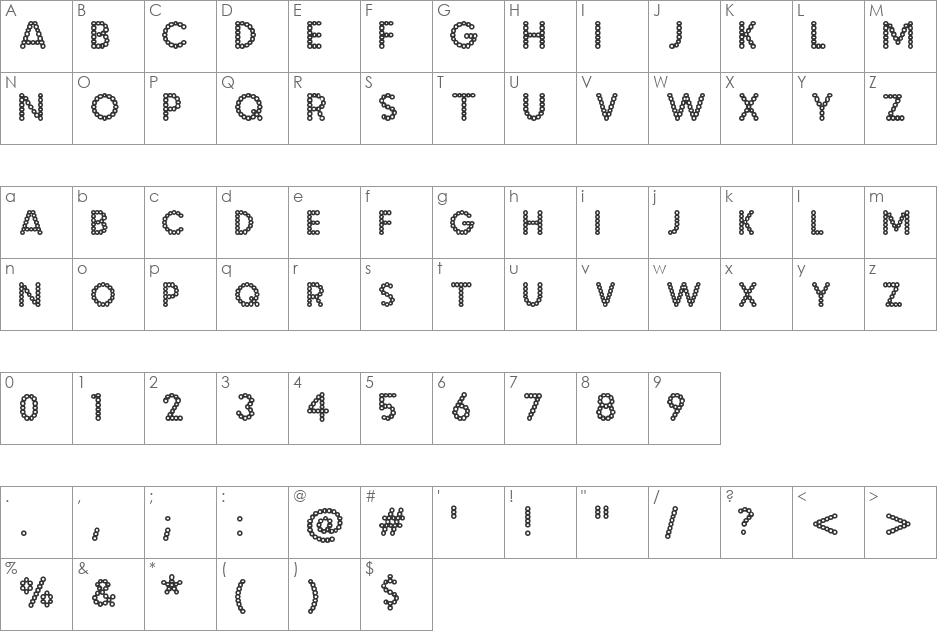 Malache Crunch font character map preview