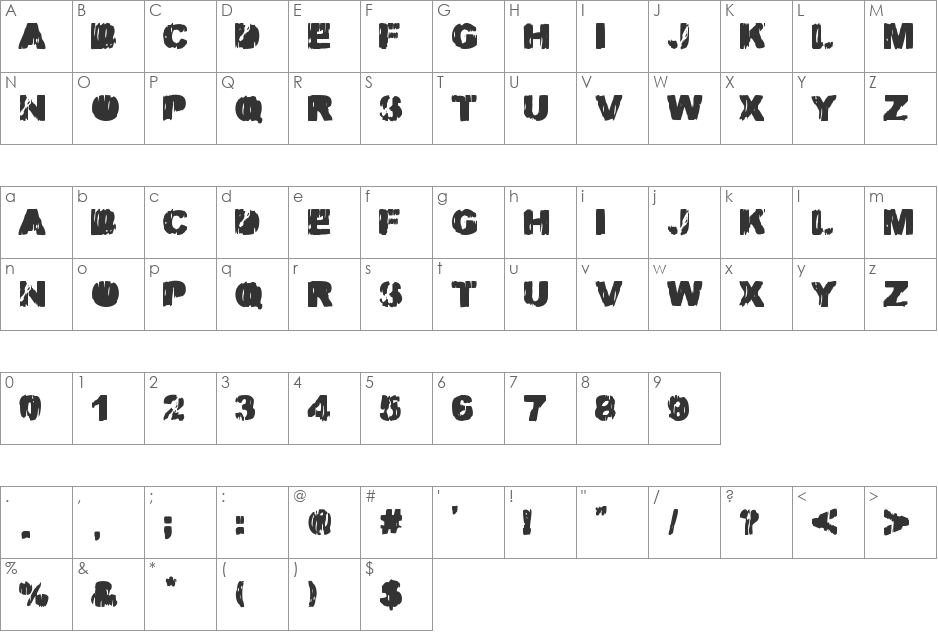 MALAMADRE font character map preview