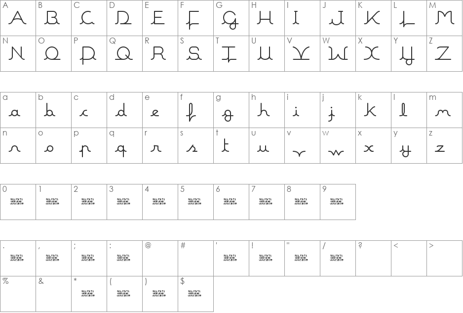 Maline font character map preview