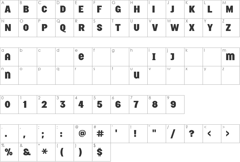 MalmoSans Headline font character map preview