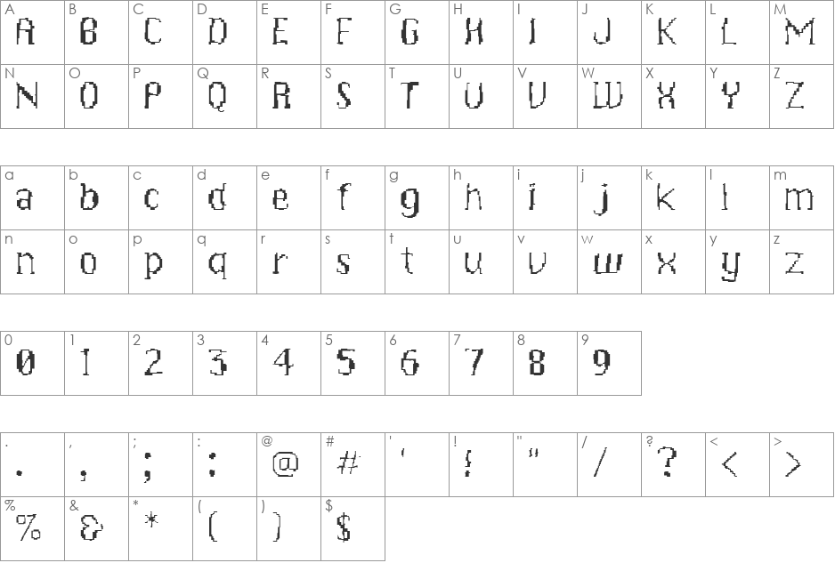 Acid font character map preview