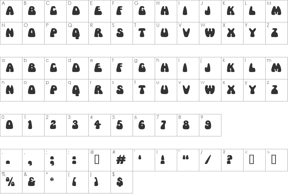 Mama MF font character map preview