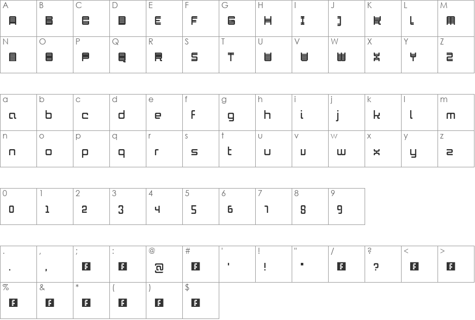 MAMBO font character map preview