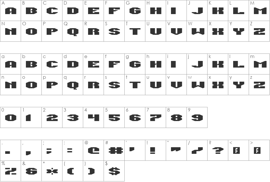 Man Flu font character map preview
