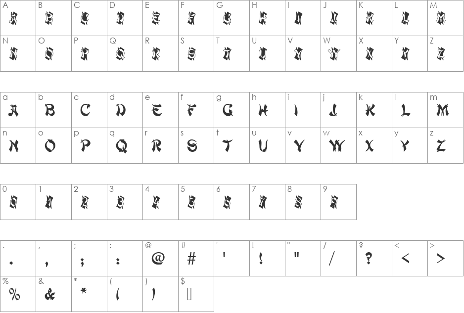MandarinIniD font character map preview