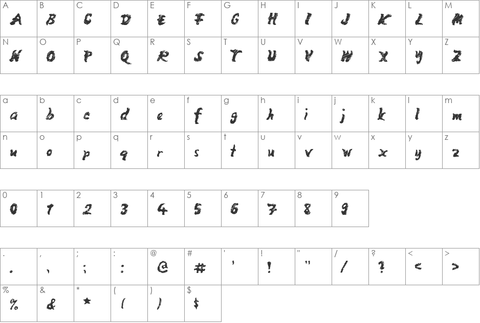 Mango font character map preview