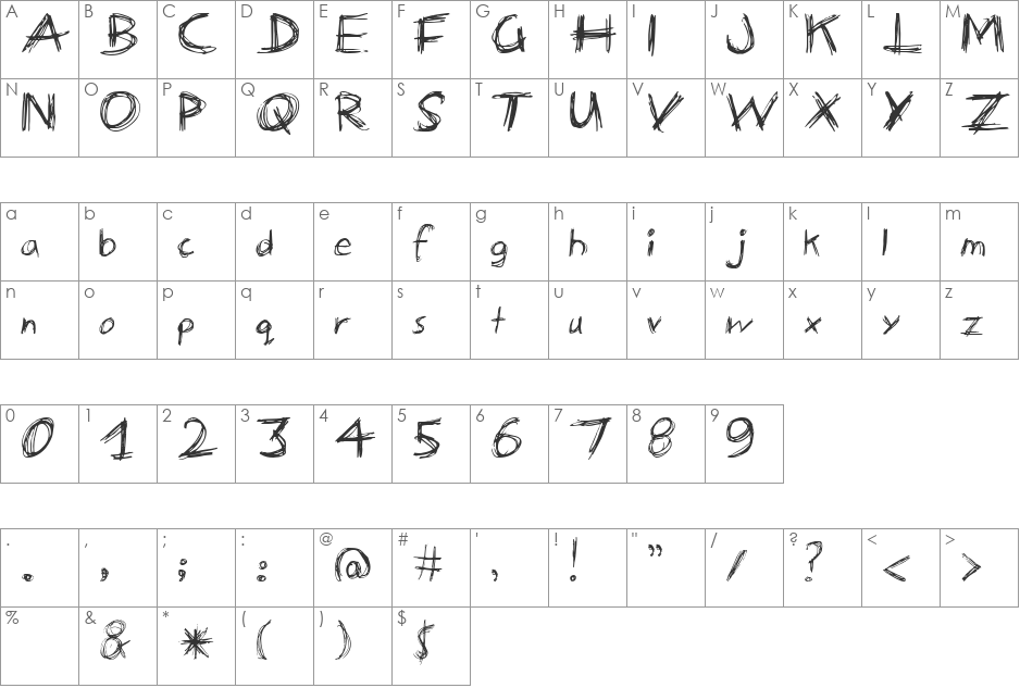 manic-depressive font character map preview