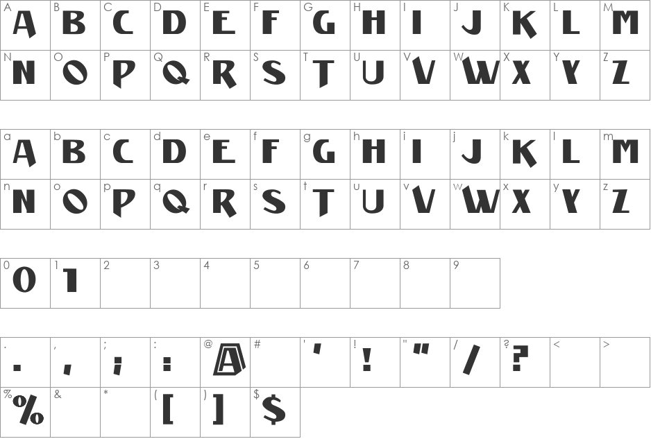 Manifest font character map preview