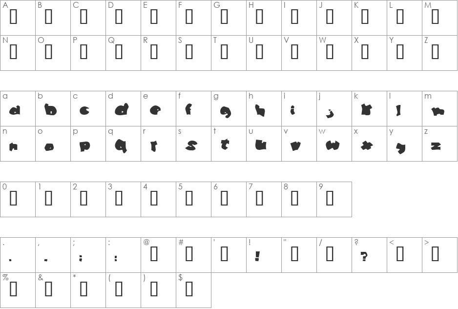 Manilla font character map preview