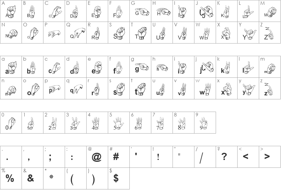 Manisi Abjadiat Ishariat Big font character map preview